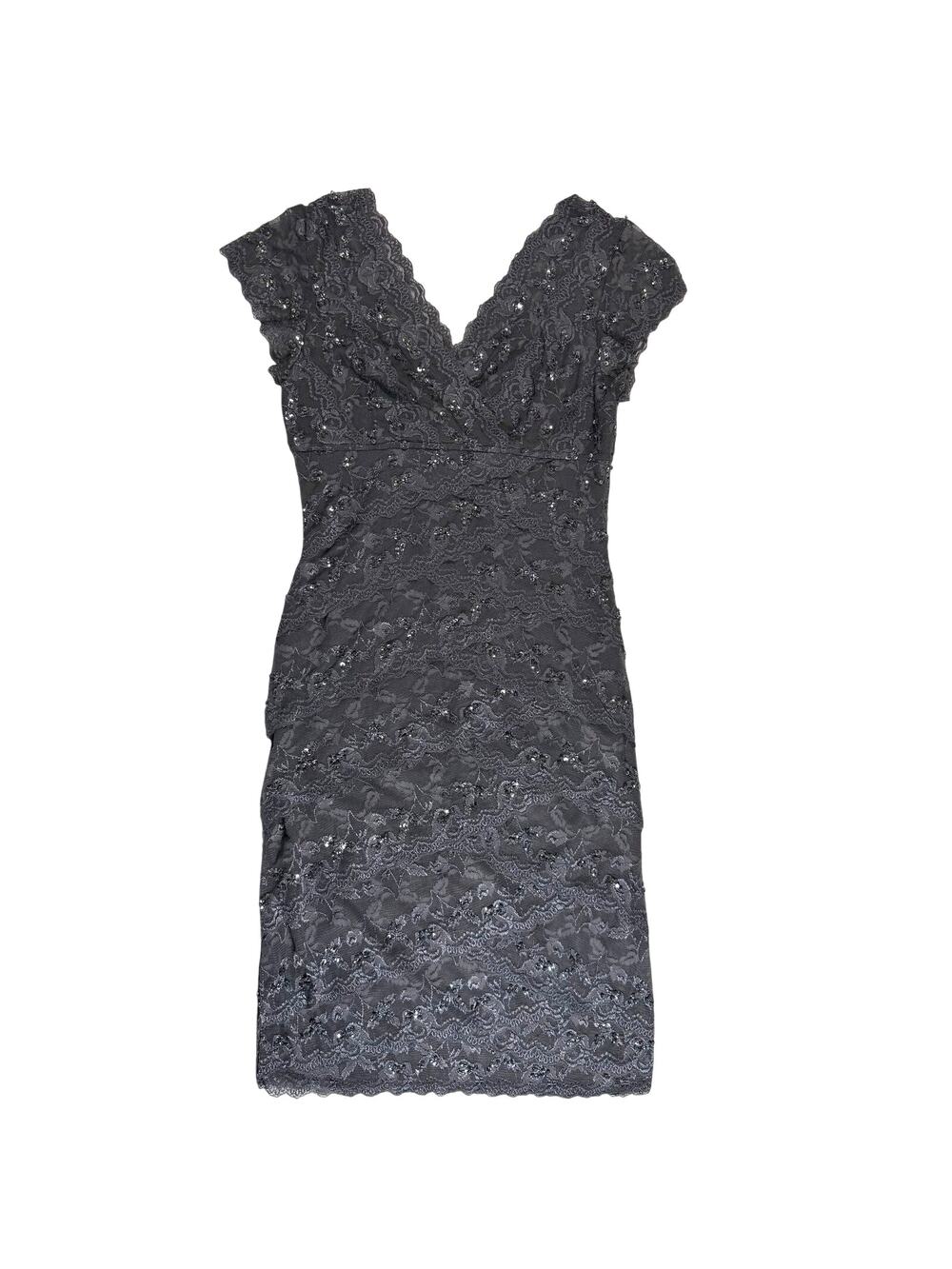 Gray Sequin Lace Sheath Dress Women's 4 Party V-Neck Marina
